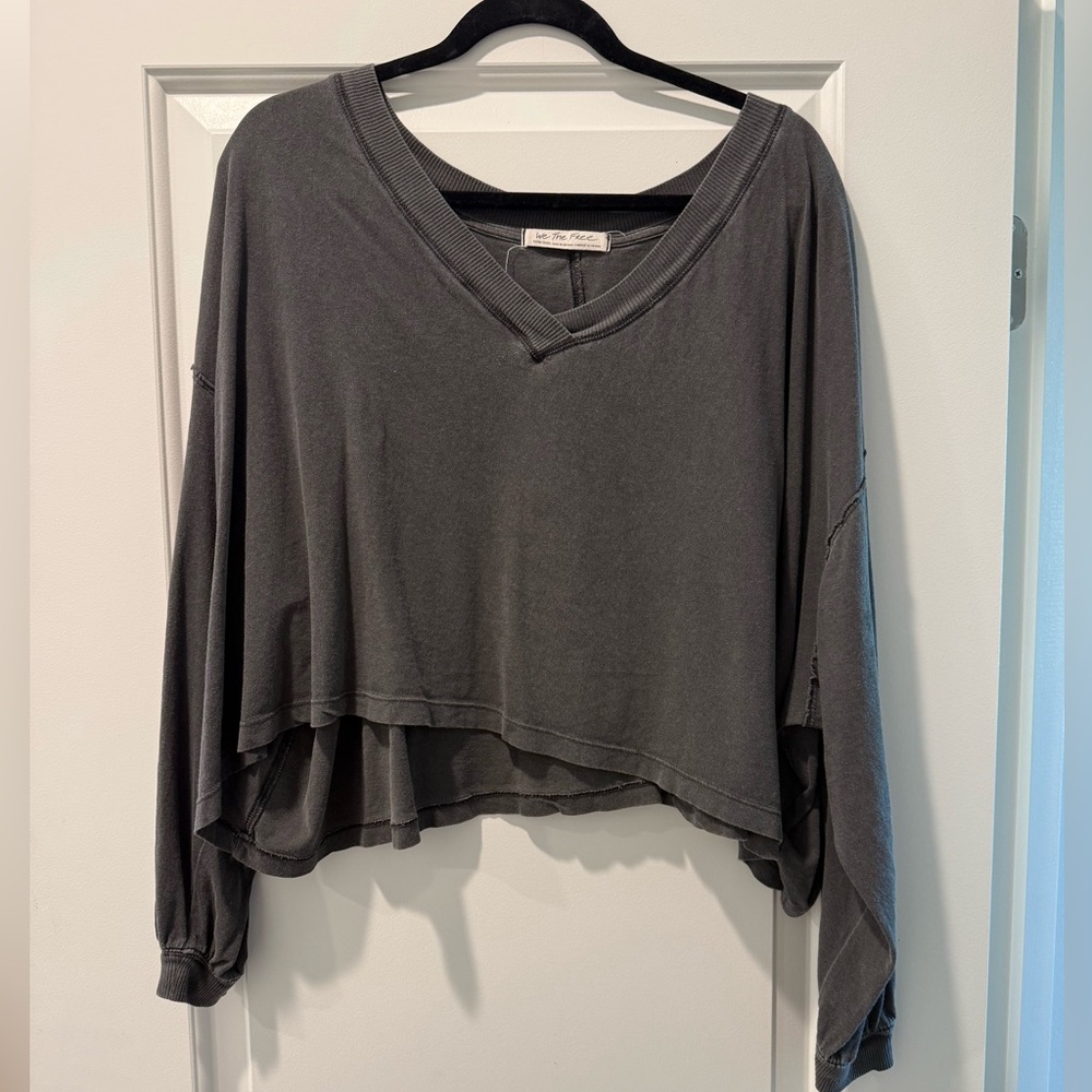 We The Free Gray Asymmetrical crop top paired
